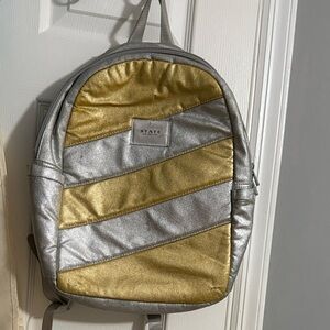 STATE Silver Backpack with Cream Interior